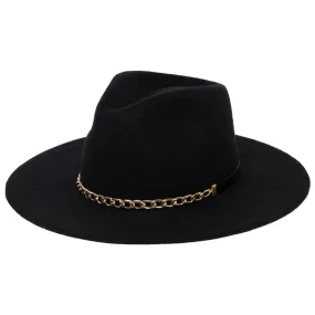 Jolene - Wool Blend Fedora with Gold Chain Trim