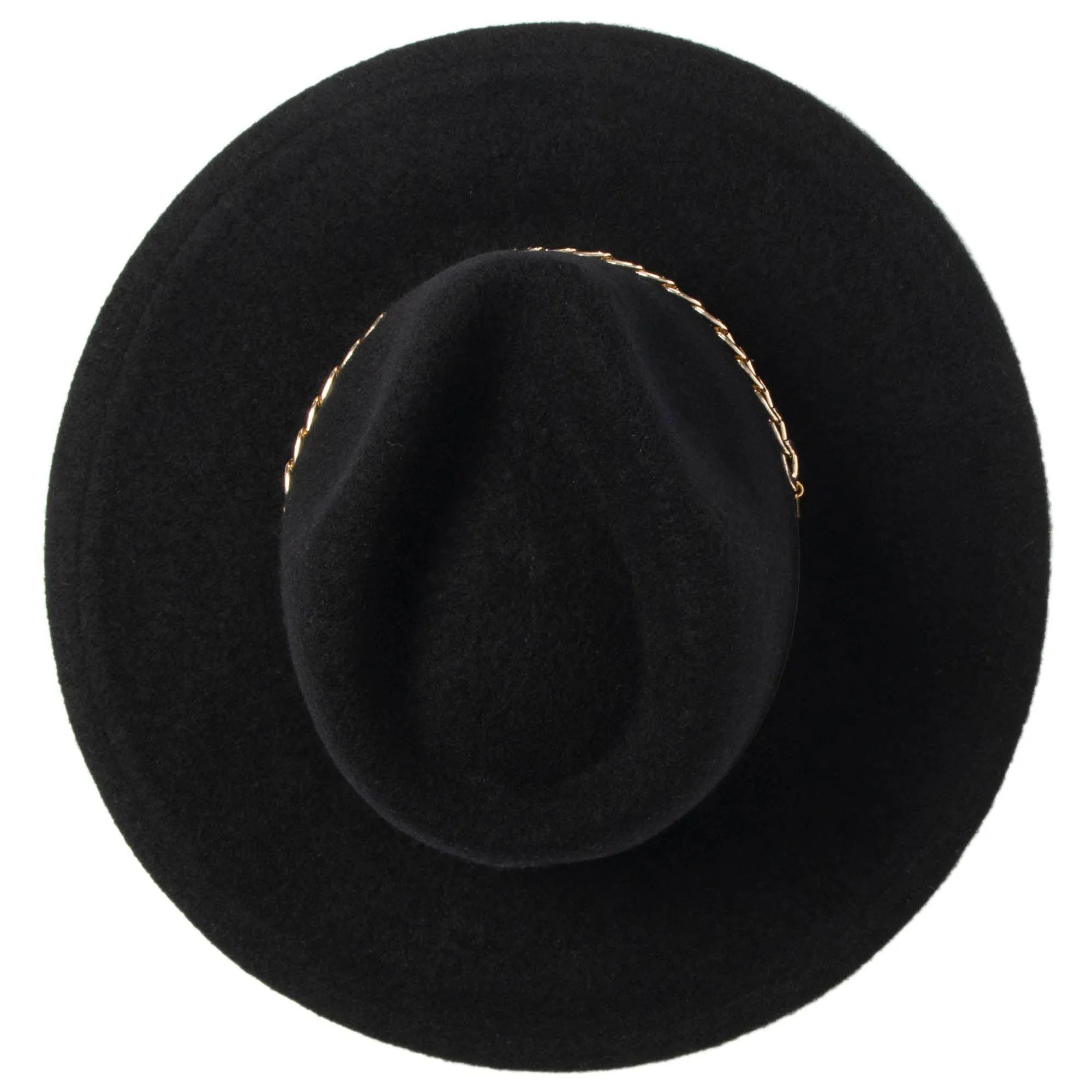 Jolene - Wool Blend Fedora with Gold Chain Trim