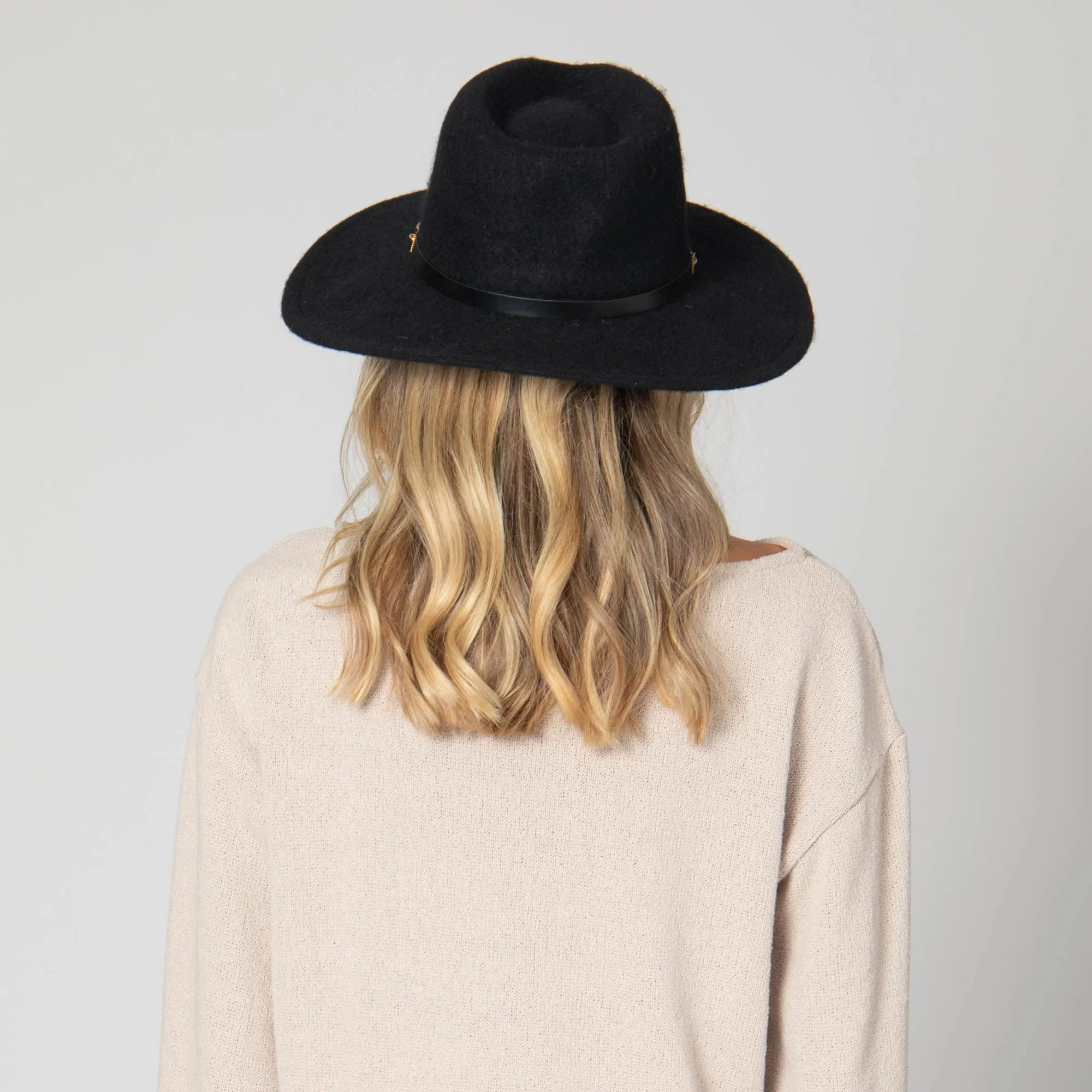 Jolene - Wool Blend Fedora with Gold Chain Trim