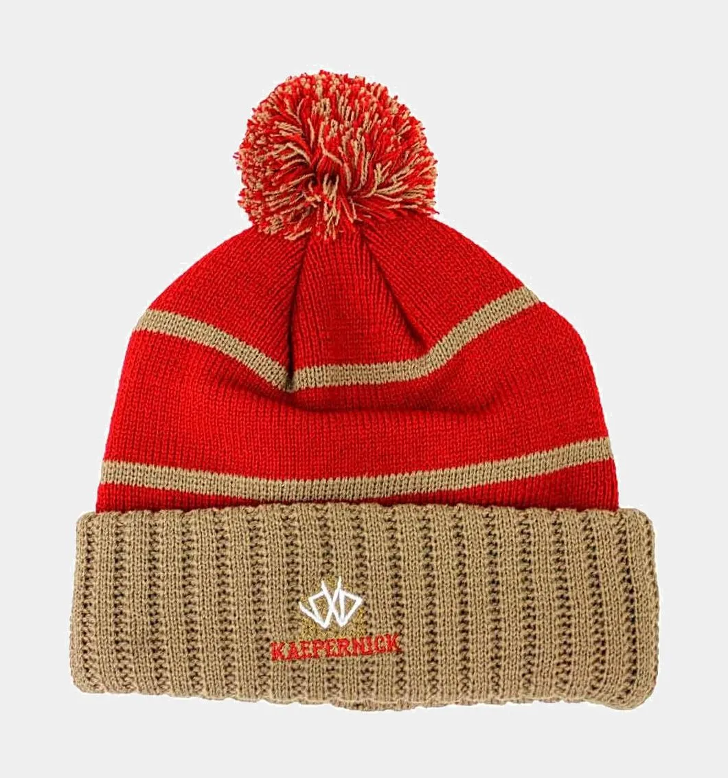 Kaepernick Beast Pom Beanie (Beige/Red)