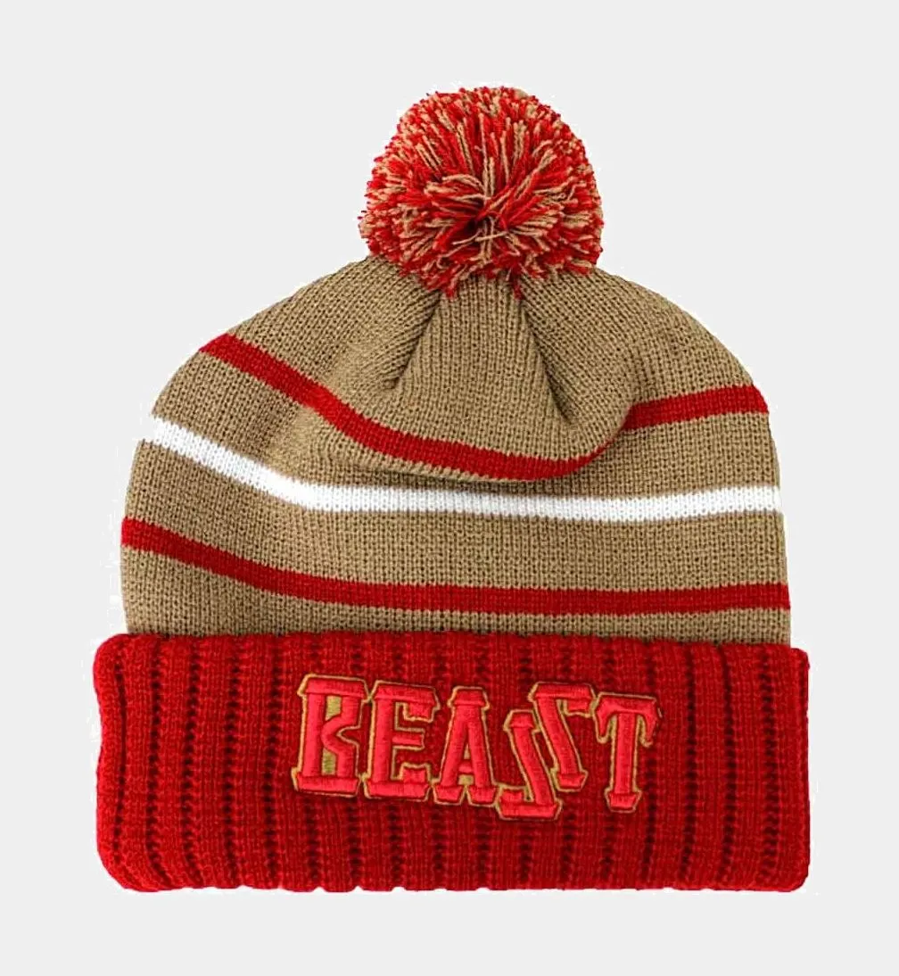 Kaepernick Beast Pom Beanie (Beige/Red)