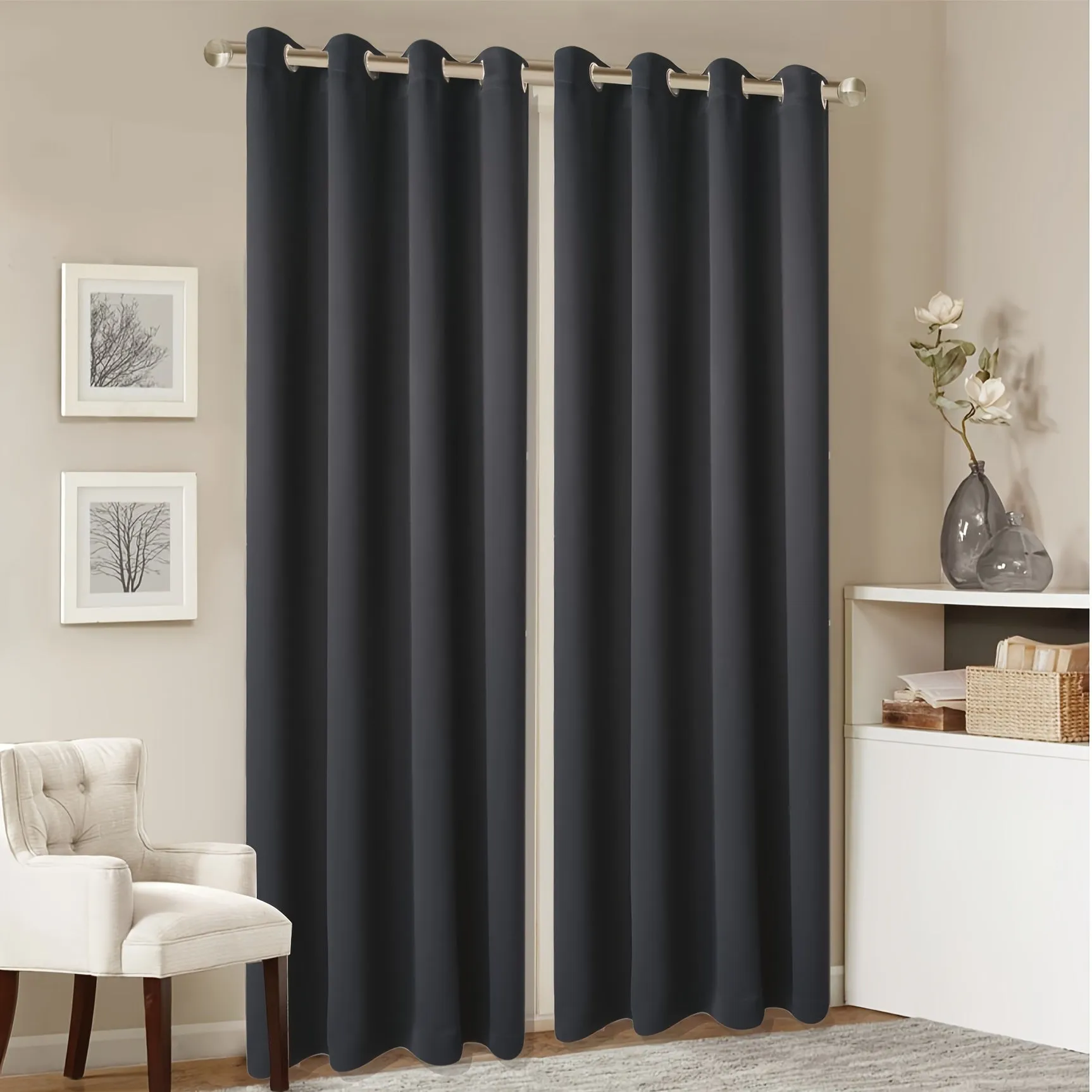 kkboxly 1 Panel Grommet Top Blackout Curtain Thermal Insulated Noise Reducing And Light Blocking Room Darkening Curtain For Living Room Bedroom Office Home Decor