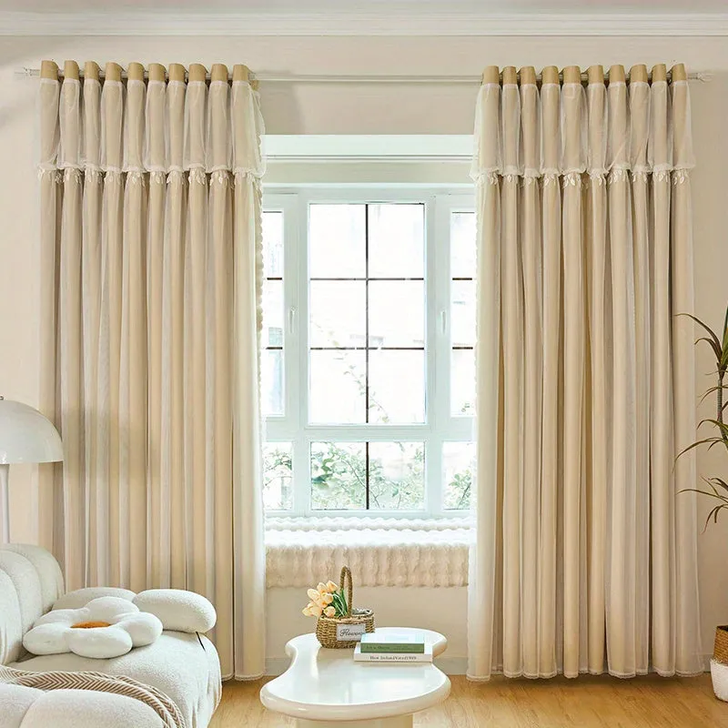 kkboxly 1pc Elegant Double Layer Curtains - Thermal Insulated, Blackout, Mix and Match Voile Panels for Bedroom Drapes with Soft Fabric and Easy Installation