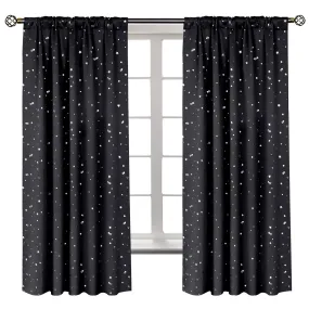 kkboxly 1pc Silvery Star Blackout Curtain, Thermal Insulated Twinkle Star Curtain, Grommet Top Window Treatment Drape For Bedroom Livingroom