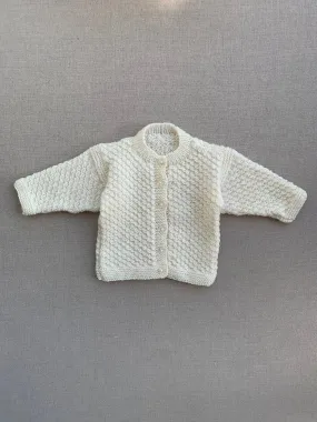 Knitted by Nana Scale Stitch Cardigan Cream 3-6M