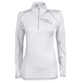 LADIES BI-STRETCH MOCK TURTLENECK RIDING JUMPER BY EQUILINE. WITH ZIP - MOD. CARRIE - COL. WHITE