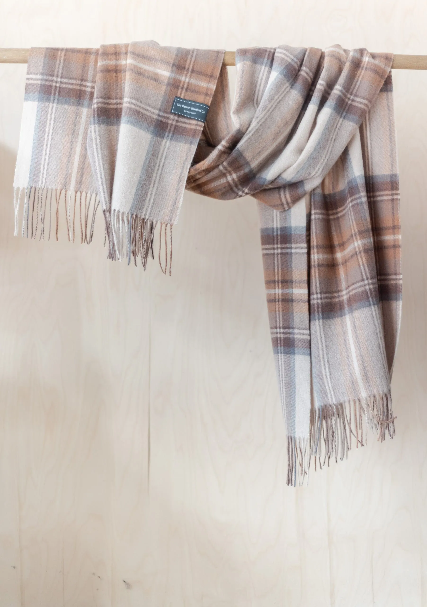 Lambswool Blanket Scarf in Stewart Natural Dress Tartan