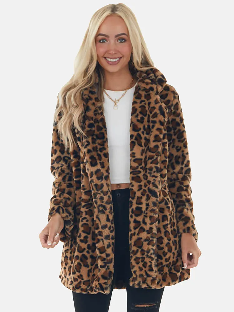 Leopard Bear Hooded Trendy Cute Fuzzy Romper