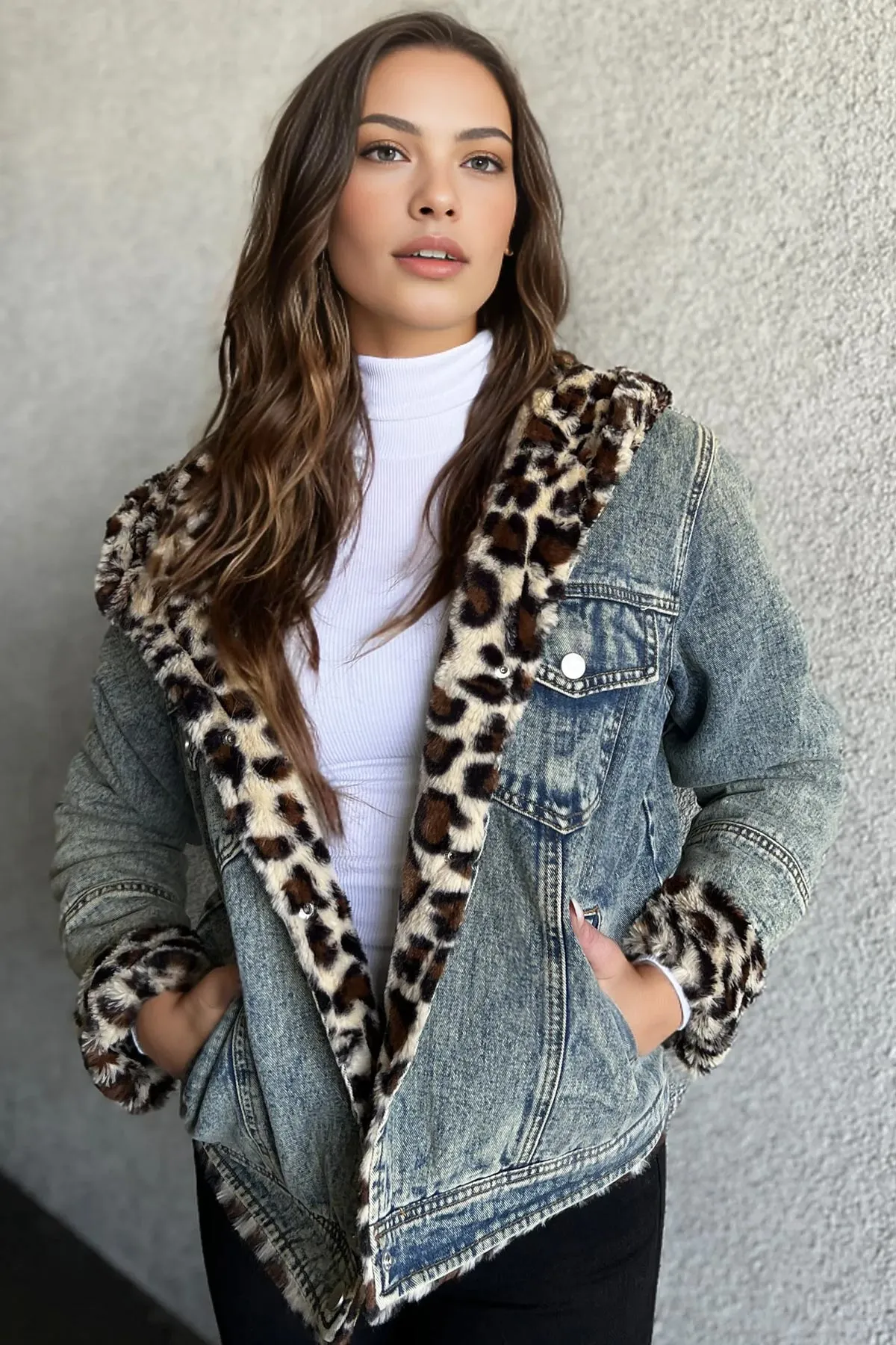 Leopard Denim Jacket