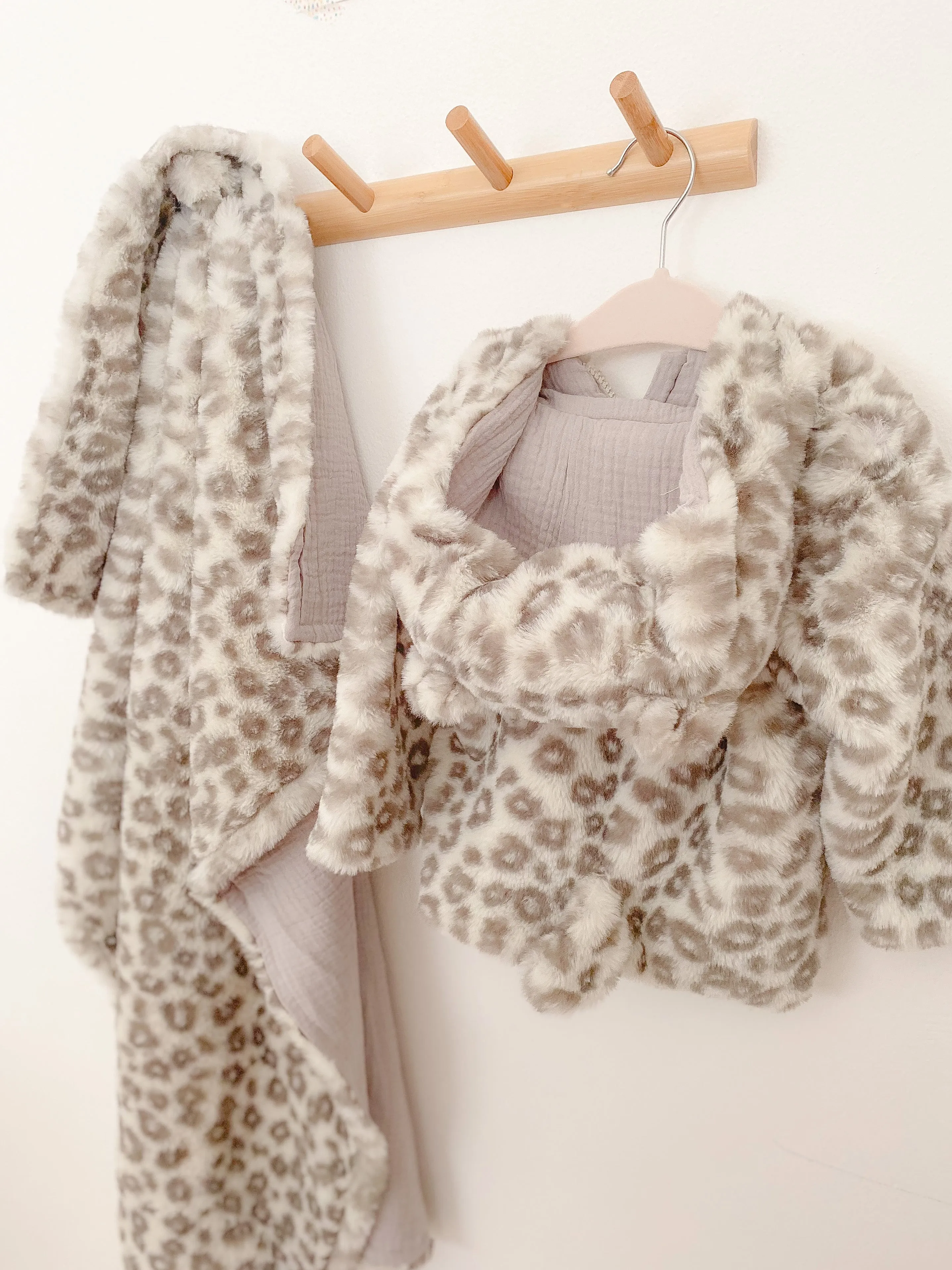 Leopard Faux Fur Hooded Baby Coat - 6-12M