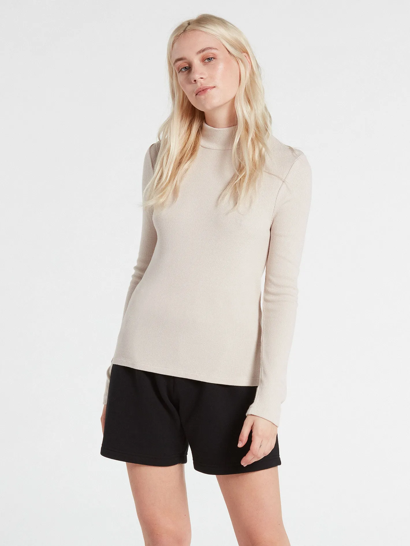 Lived In Lounge Mock Neck Long Sleeve Tee - Bone