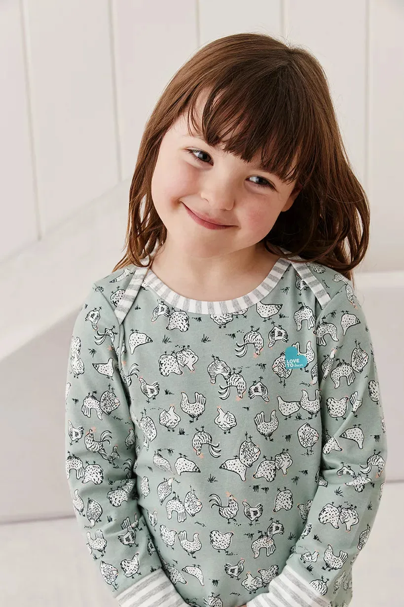 Love To Dream Kids Long Sleeve Pyjama Set - Chicken Run Olive