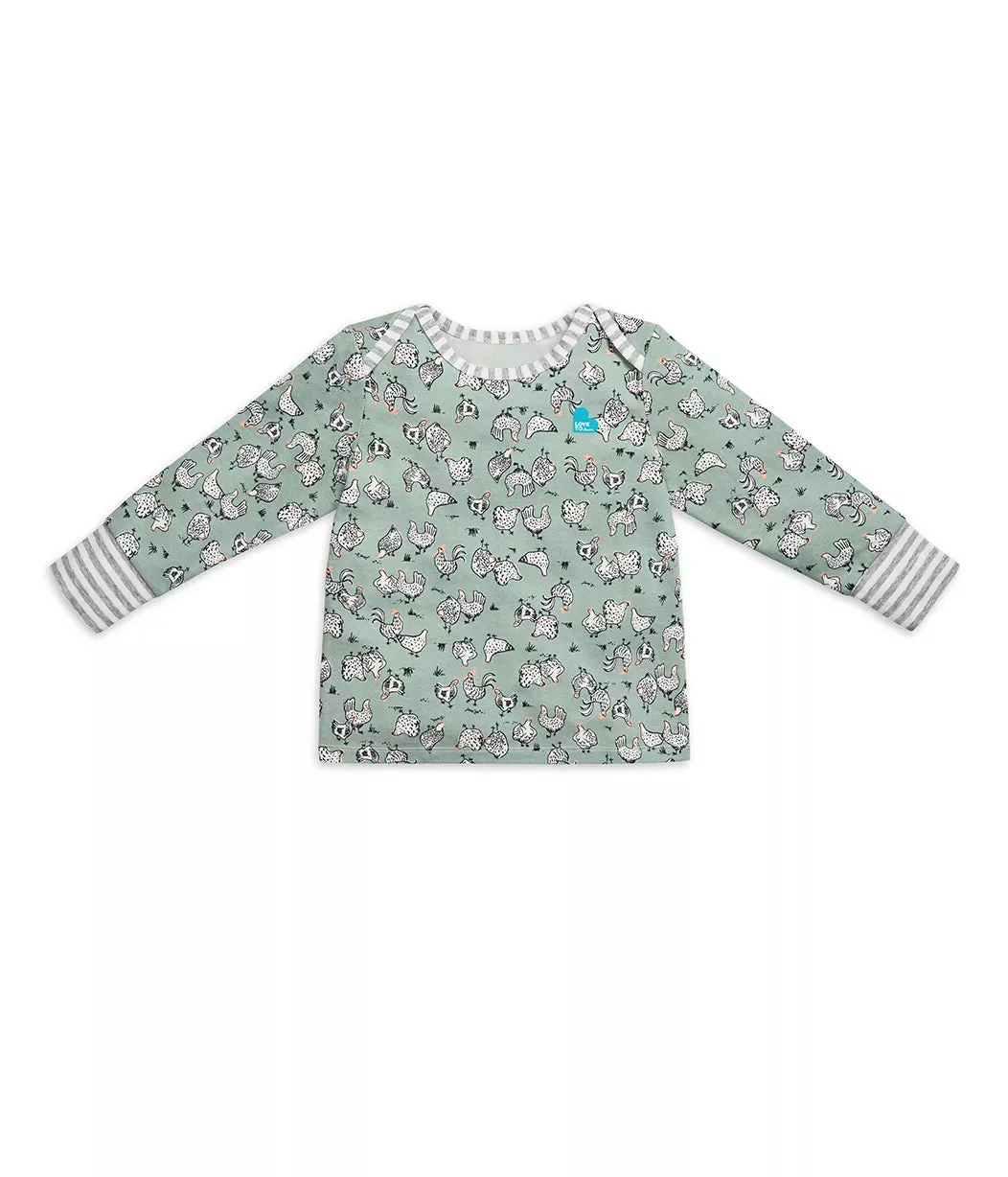 Love To Dream Kids Long Sleeve Pyjama Set - Chicken Run Olive