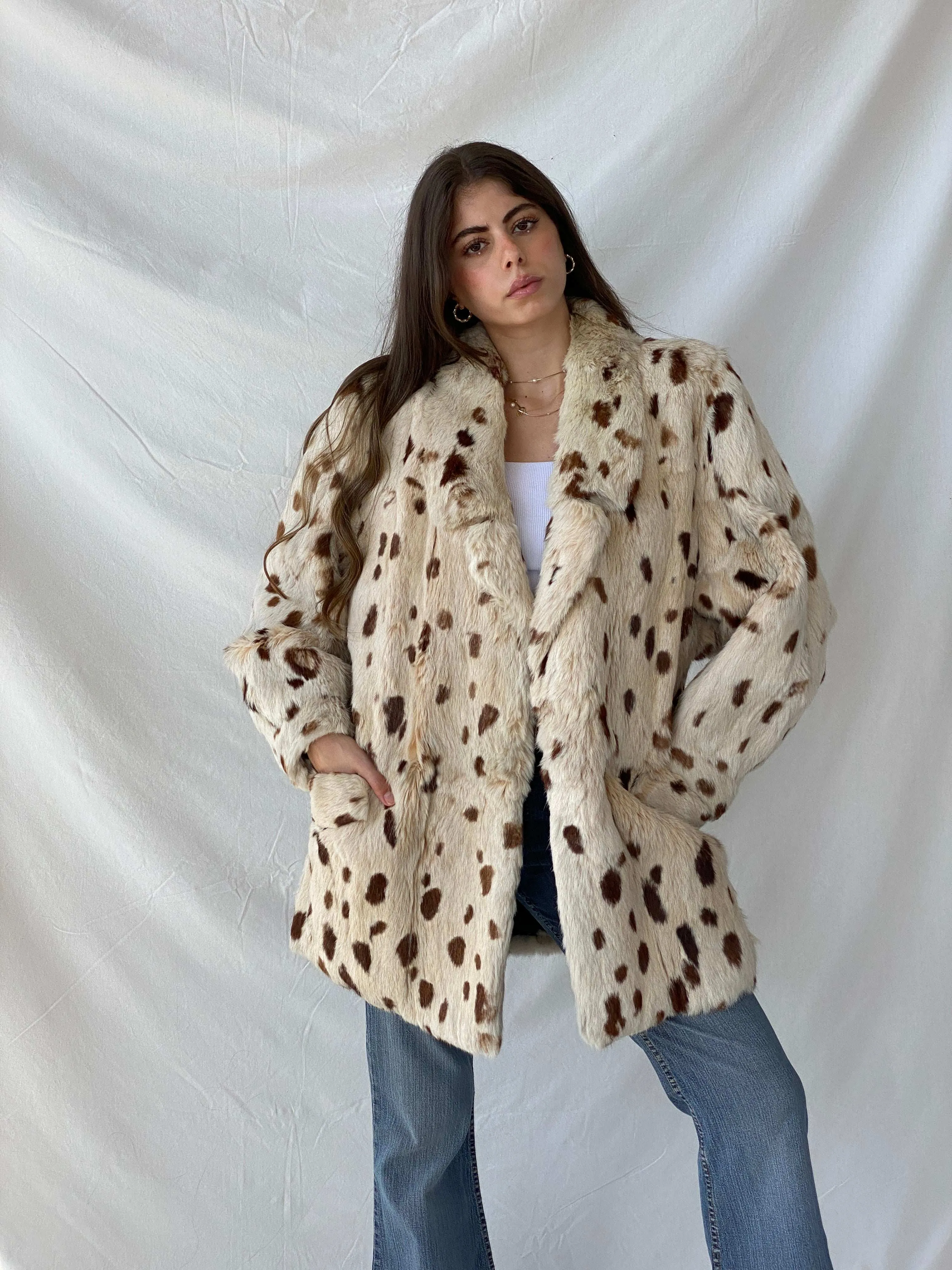 Luxurious Vintage Real Fur Leopard Coat - M