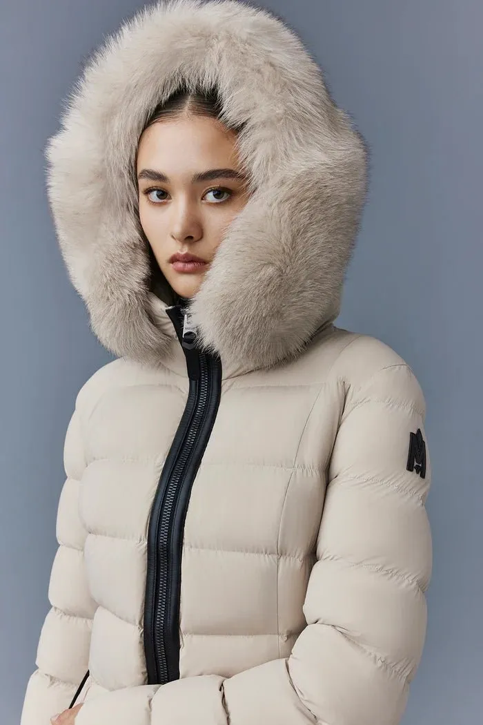 MACKAGE CALLA-BX - Agile-360 Stretch Light Down Coat With Blue Fox Fur Collar