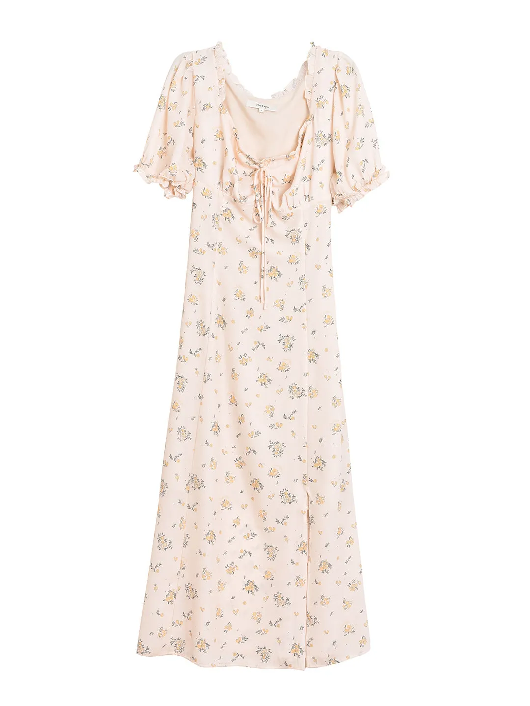 Magnolia Printed Floral Apricot Midi Dress