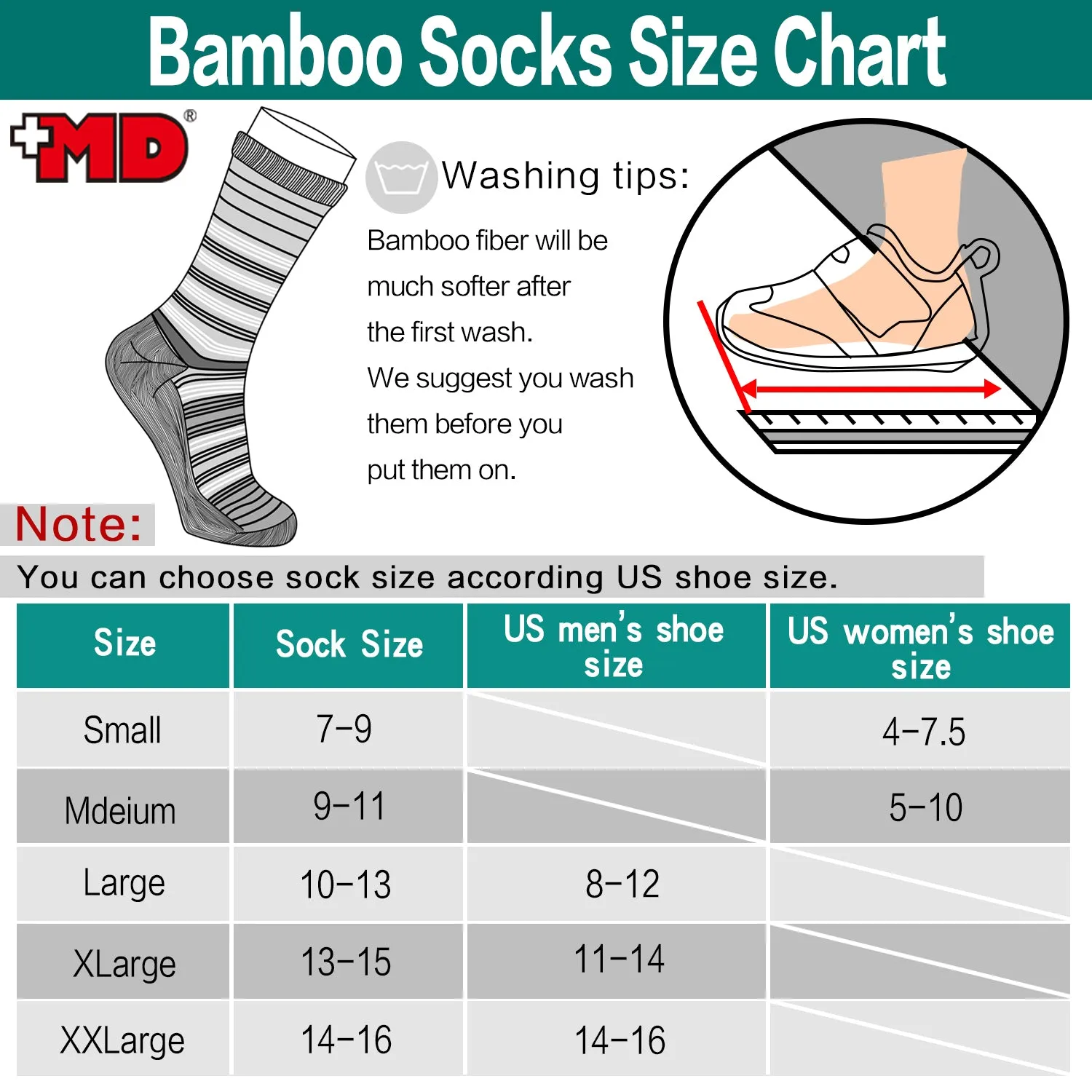 MD 6 Pairs Bamboo Moisture Wicking Argyle Strip Dress Socks