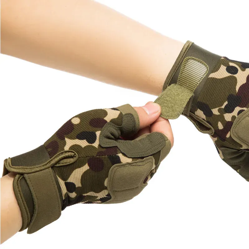 Men Women Tactical Military Army Shooting Cut Proof Fingerless Gloves Anti-Slip Outdoor Sports Paintball Airsoft Bicycle Gloves