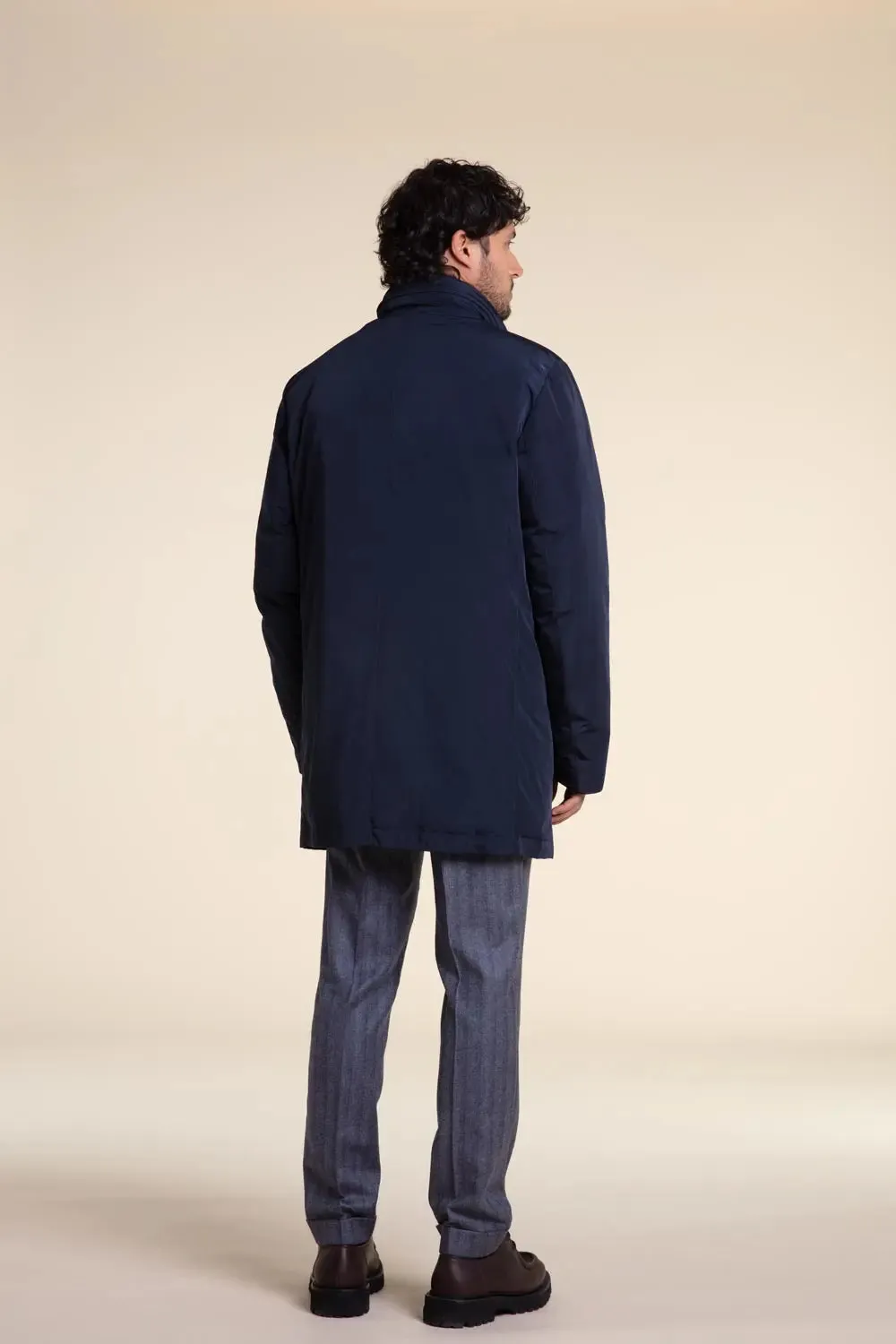 Mens blue winter coat with fur