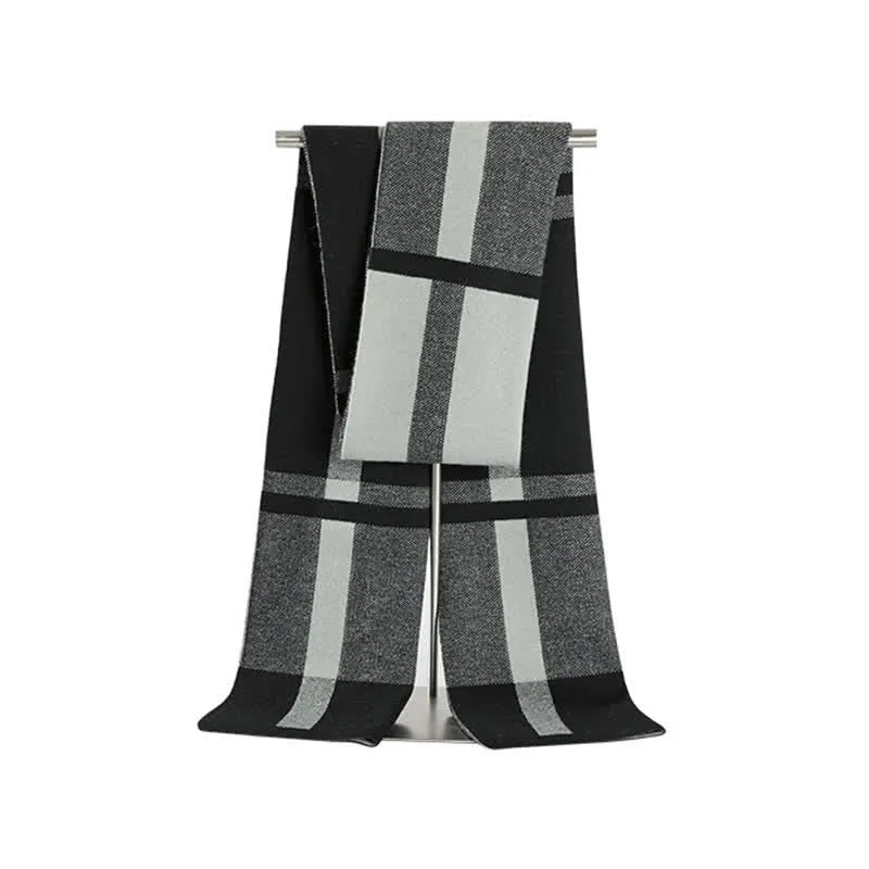 Men's Classic Plaid Wool Blend Knitted Scarf