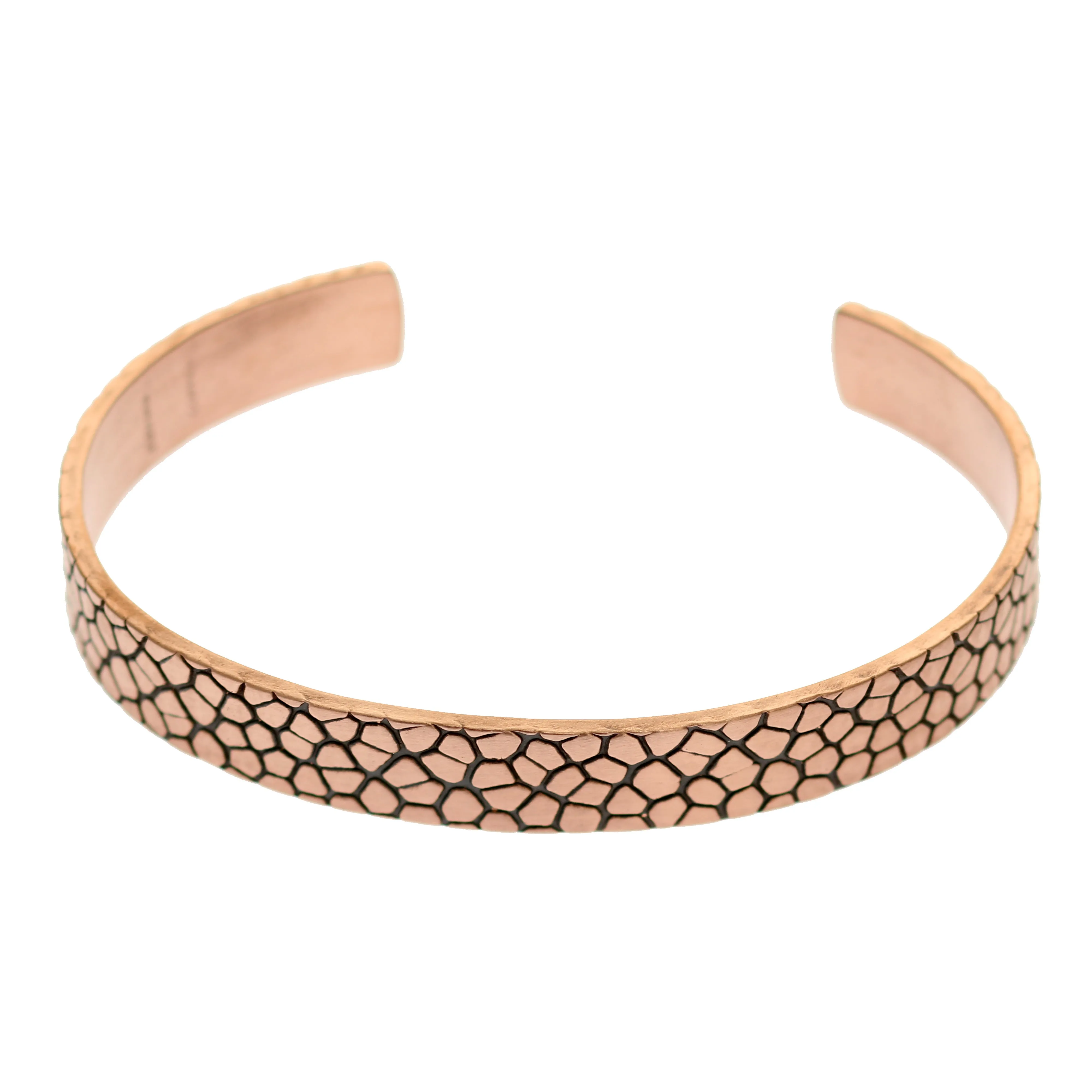 Men's Embossed Snakeskin Solid Copper Cuff - 10 MM Wide