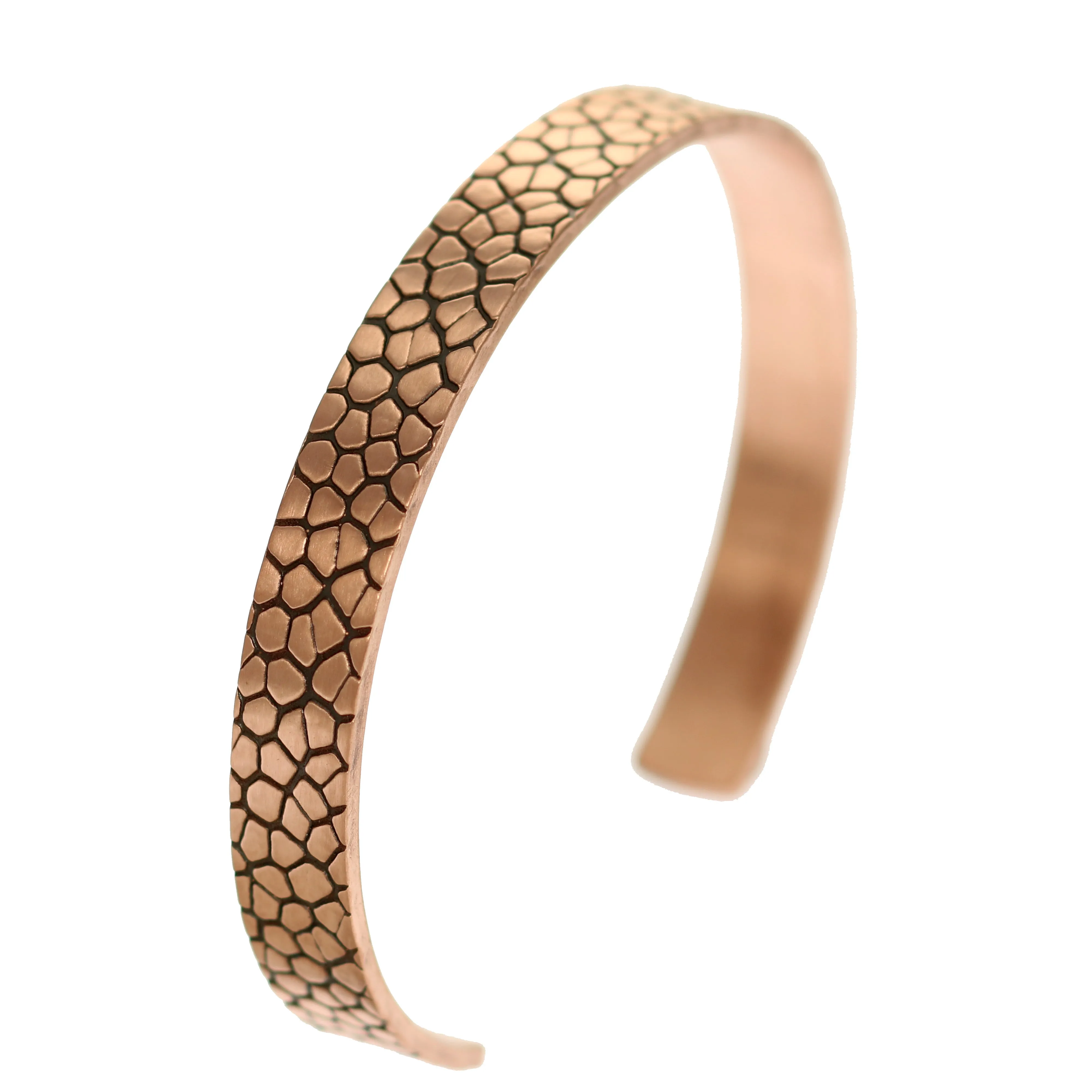 Men's Embossed Snakeskin Solid Copper Cuff - 10 MM Wide