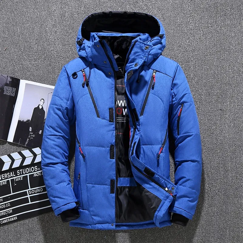 Men's Parka Duck Down Jacket Winter Coat Thick Hooded Puffer Hiking Warm Jacket | 1987