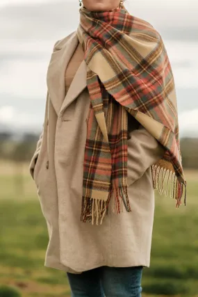 Merino Wool Oversize Tartan Scarf | Antique Dress Stewart