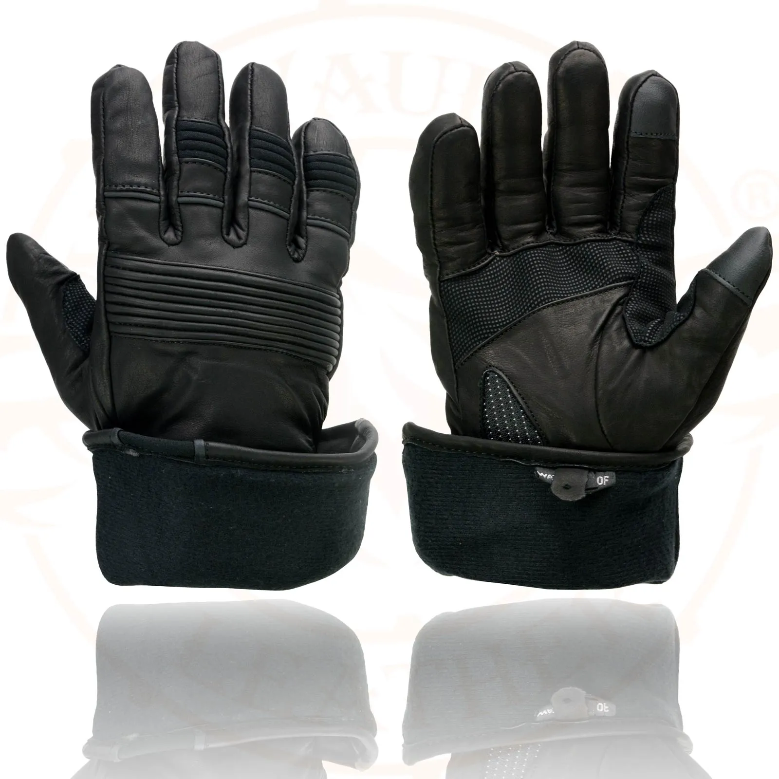 Milwaukee Leather MG7550 Men's Black Cowhide Leather Gauntlet Motorcycle Hand Gloves w/ X-Long Cuff i-Touch Screen Waterproof