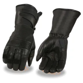 Milwaukee Leather MG7550 Men's Black Cowhide Leather Gauntlet Motorcycle Hand Gloves w/ X-Long Cuff i-Touch Screen Waterproof