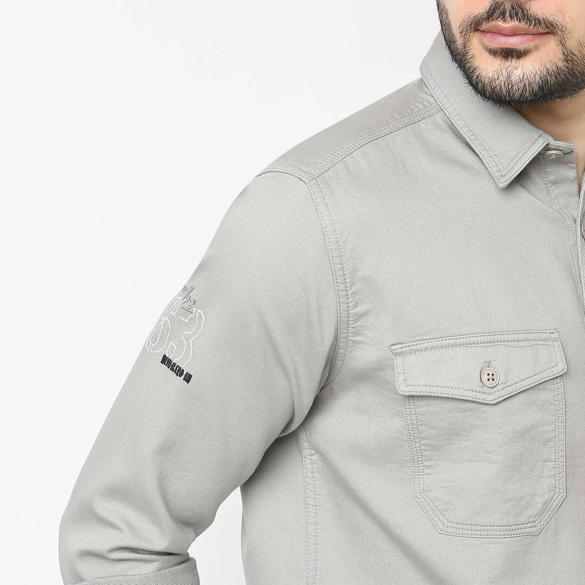 Modern Explorer - Rugged Shirt with Original Flap Pockets - Regular Fit Solid Shirt