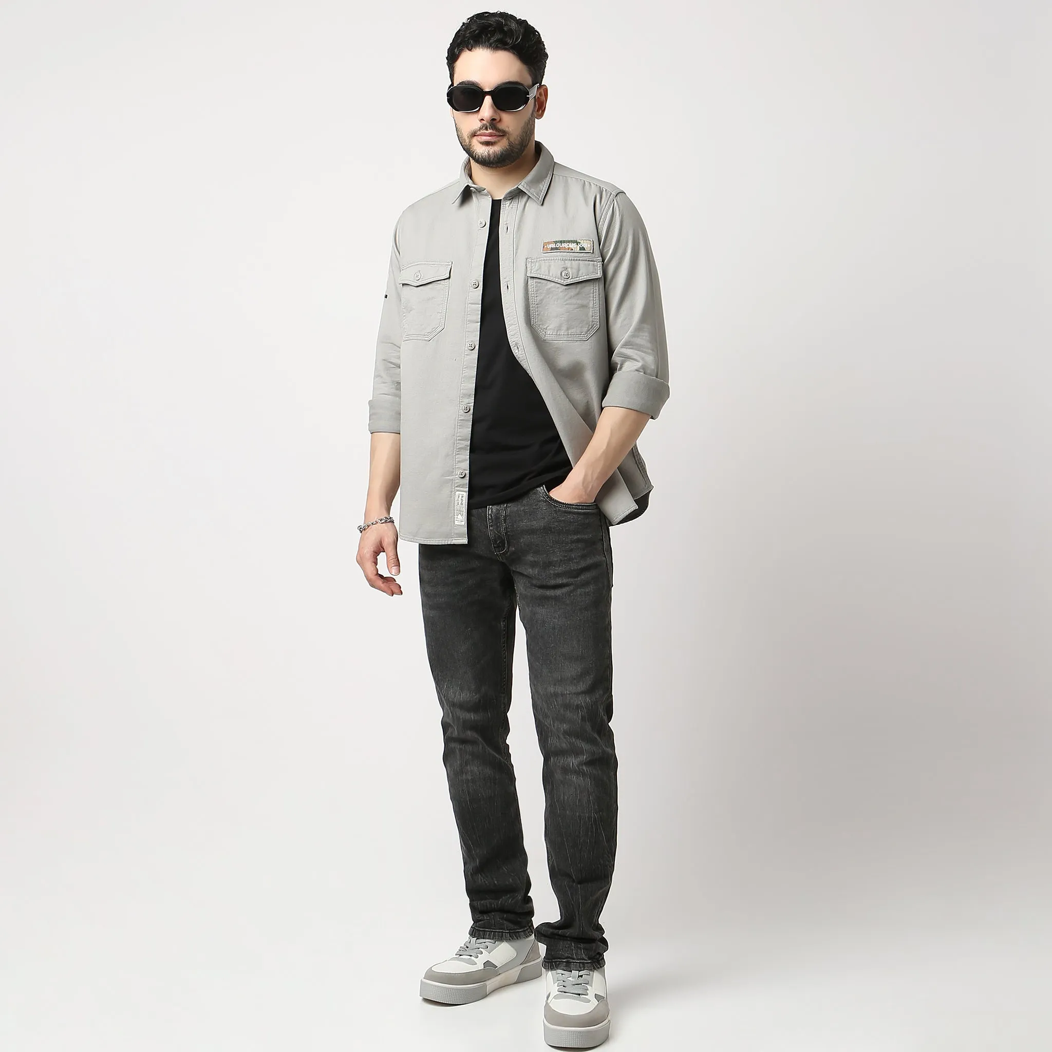 Modern Explorer - Rugged Shirt with Original Flap Pockets - Regular Fit Solid Shirt