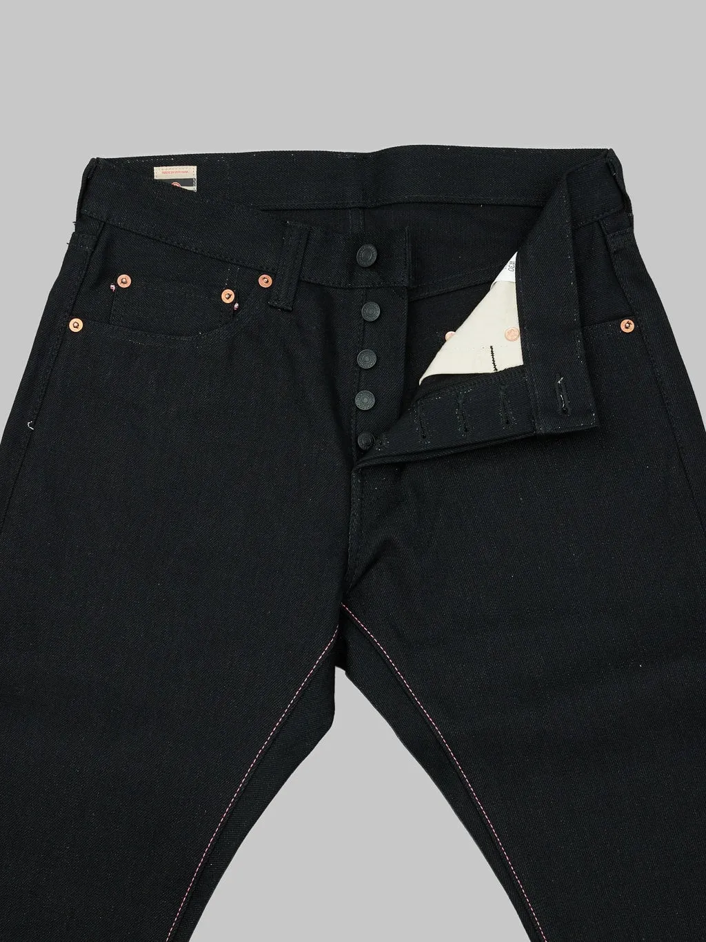 Momotaro 0405-B 15.7oz Black x Black High Tapered Jeans