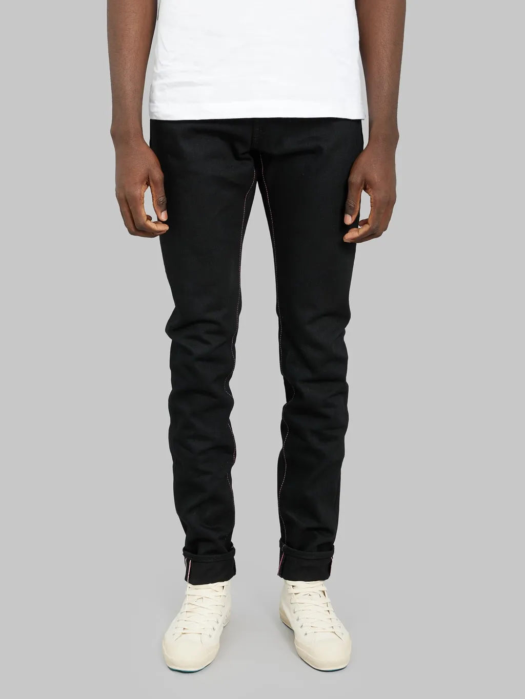 Momotaro 0405-B 15.7oz Black x Black High Tapered Jeans