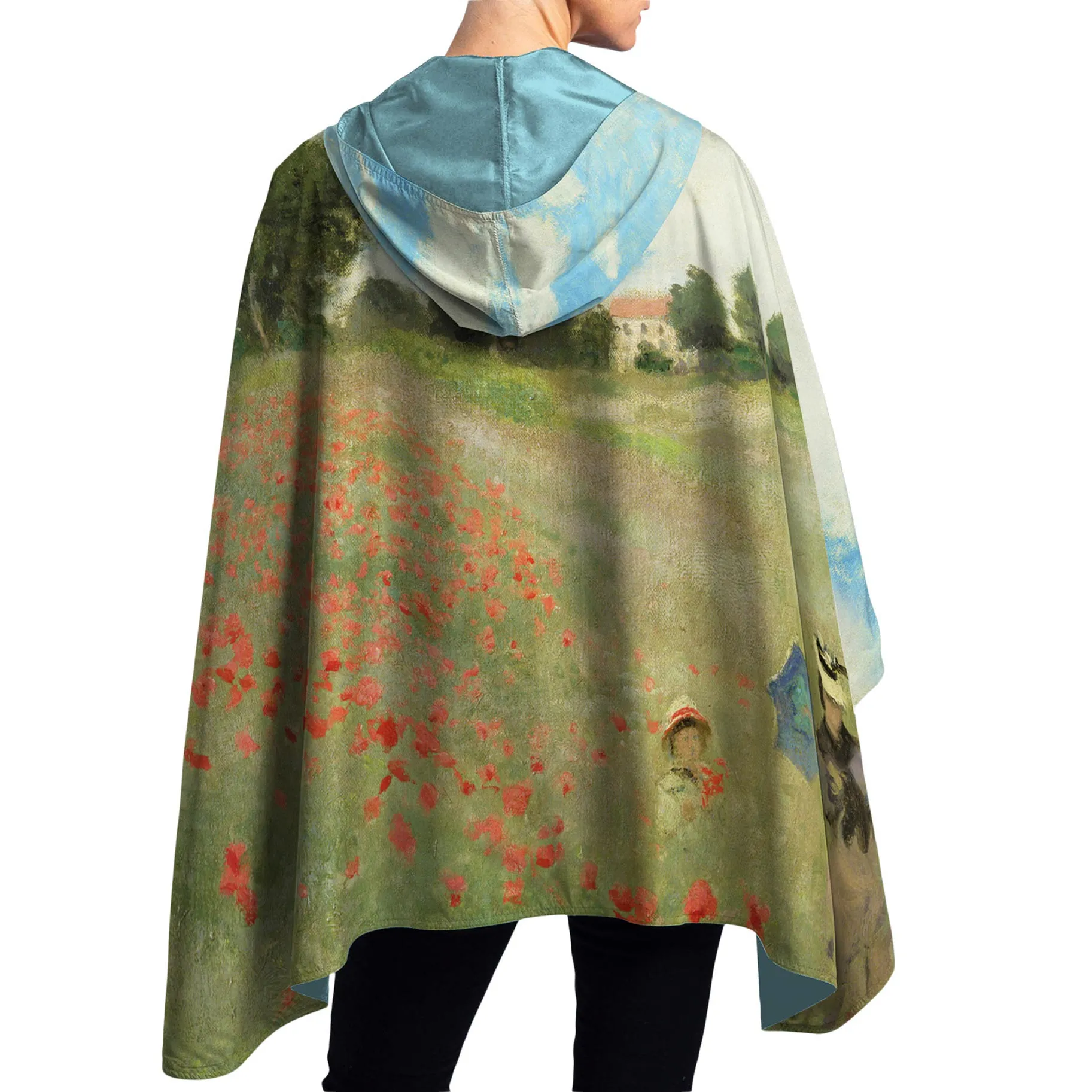 Monet Poppy Field Womens Rain Cape - Rainproof Breathable Rain Poncho