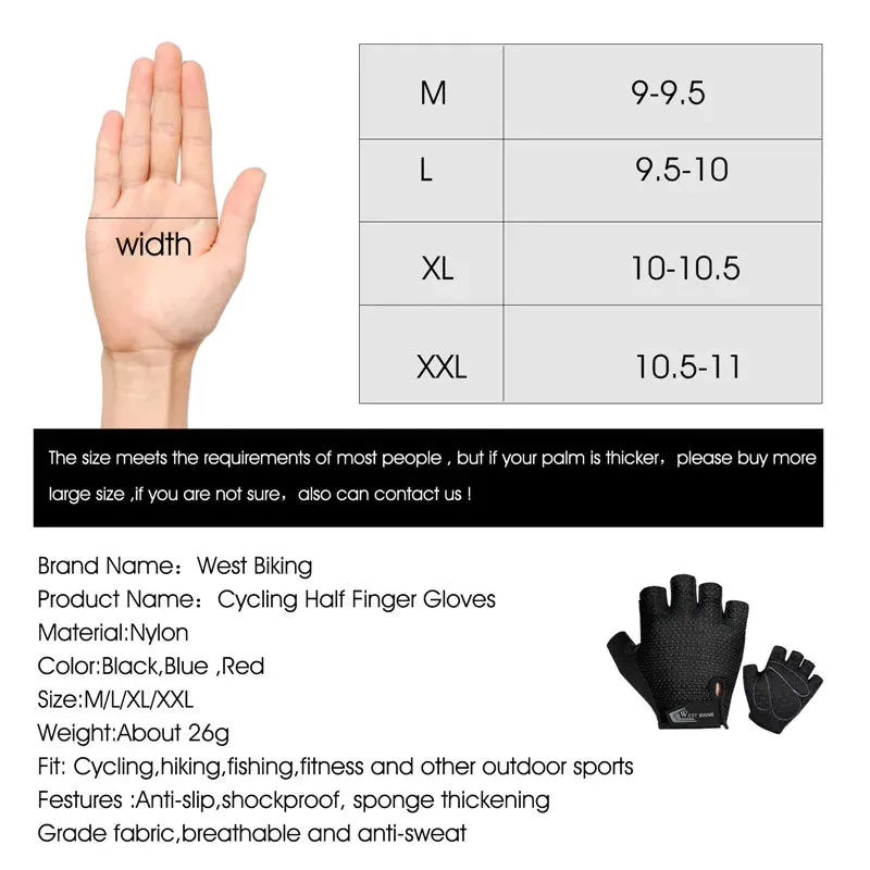 MTB Road Bike Gloves Half Finger Anti Slip Cycling Gloves Motorcycle Men Sport Fitness Bicycle Fingerless Gloves