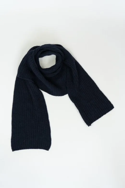 Navy Blue Bib Merino Wool Scarf