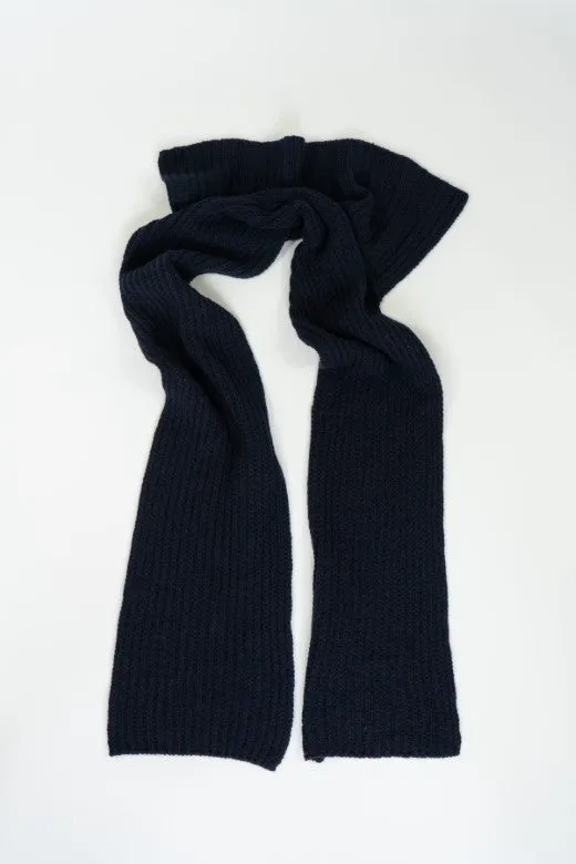 Navy Blue Bib Merino Wool Scarf