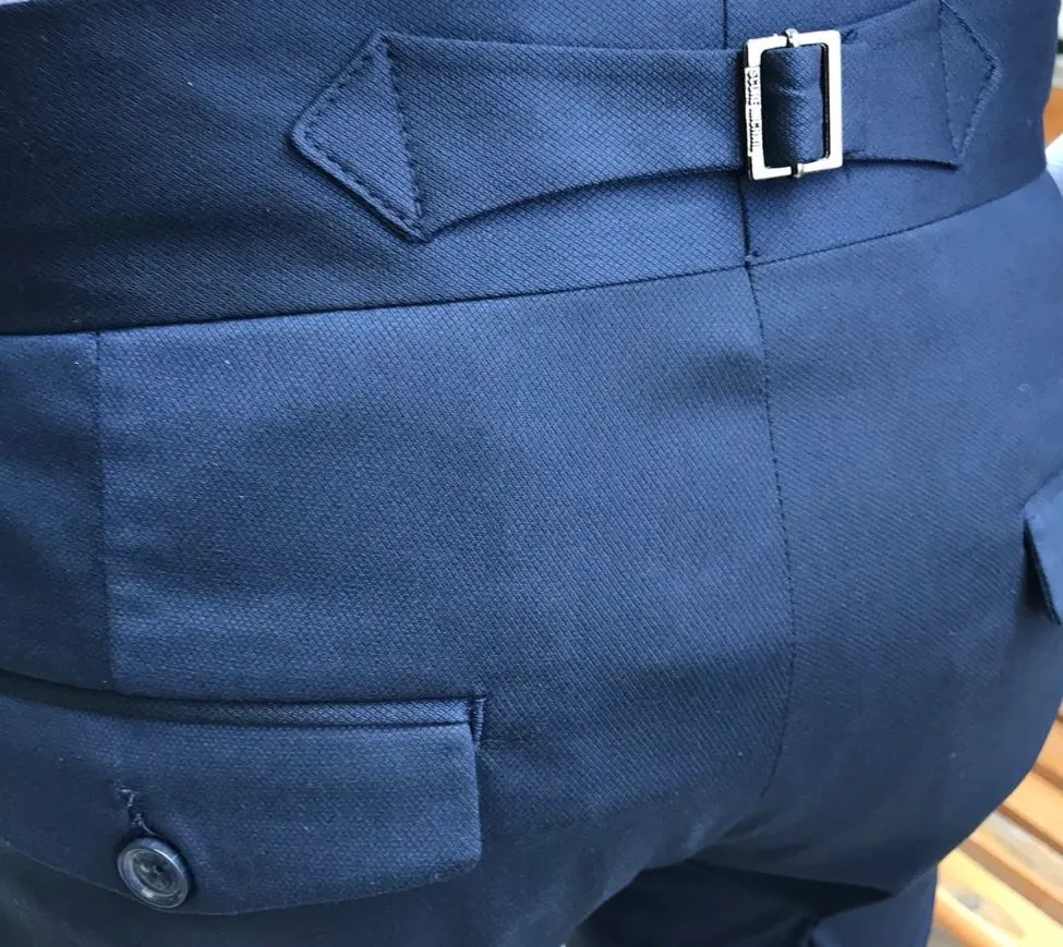 Navy Blue Double Buckle Gurkha Pants