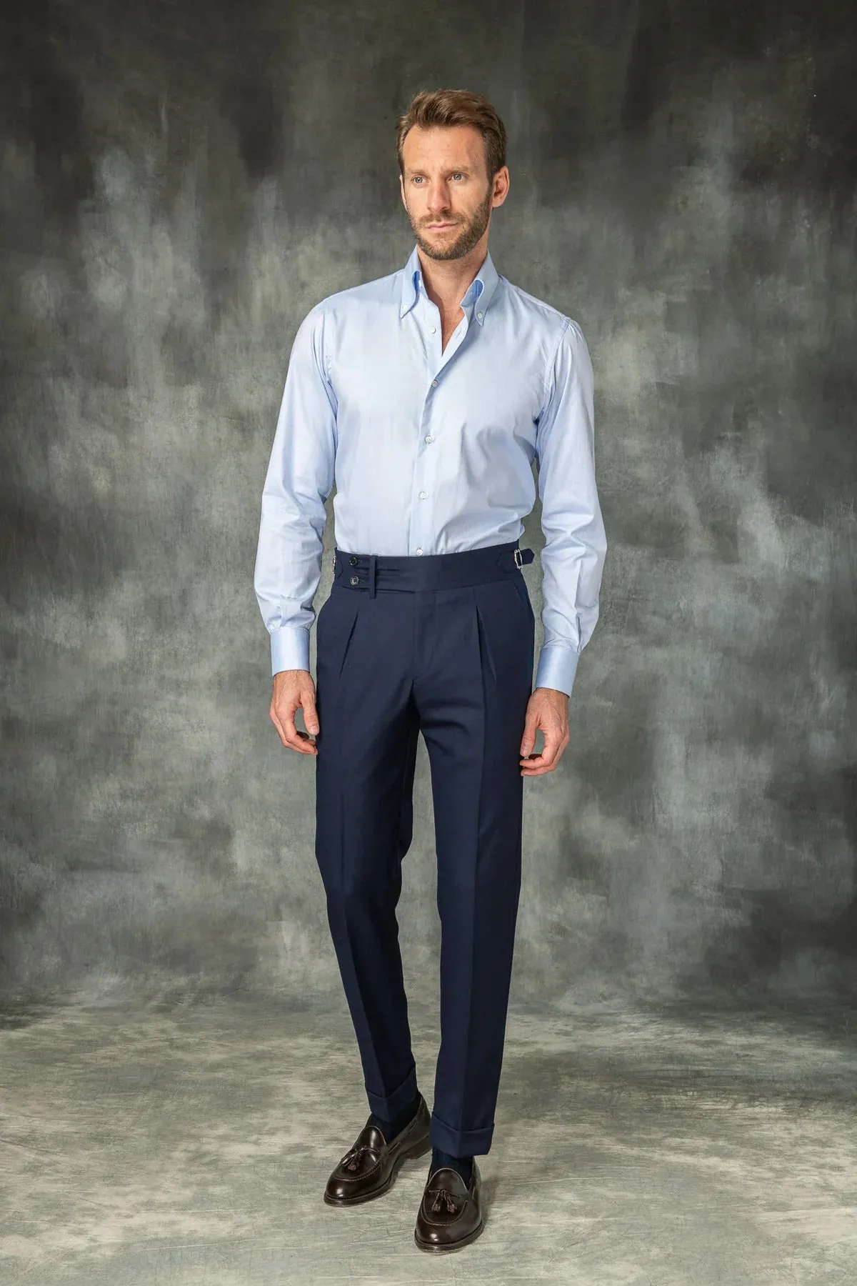 Navy Double Buttoned GURKHA PANTS by ITALIANVEGA™