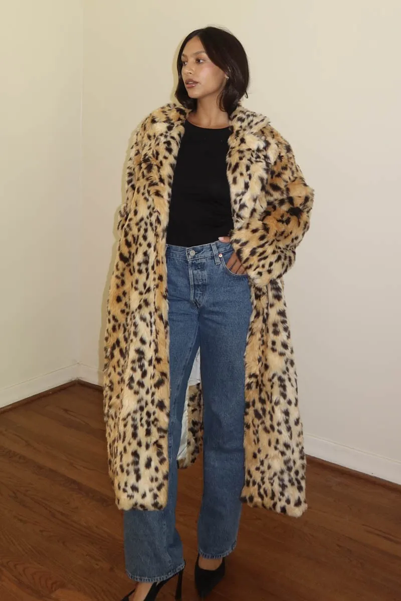 Nights Out Faux Fur Coat ~ Leopard