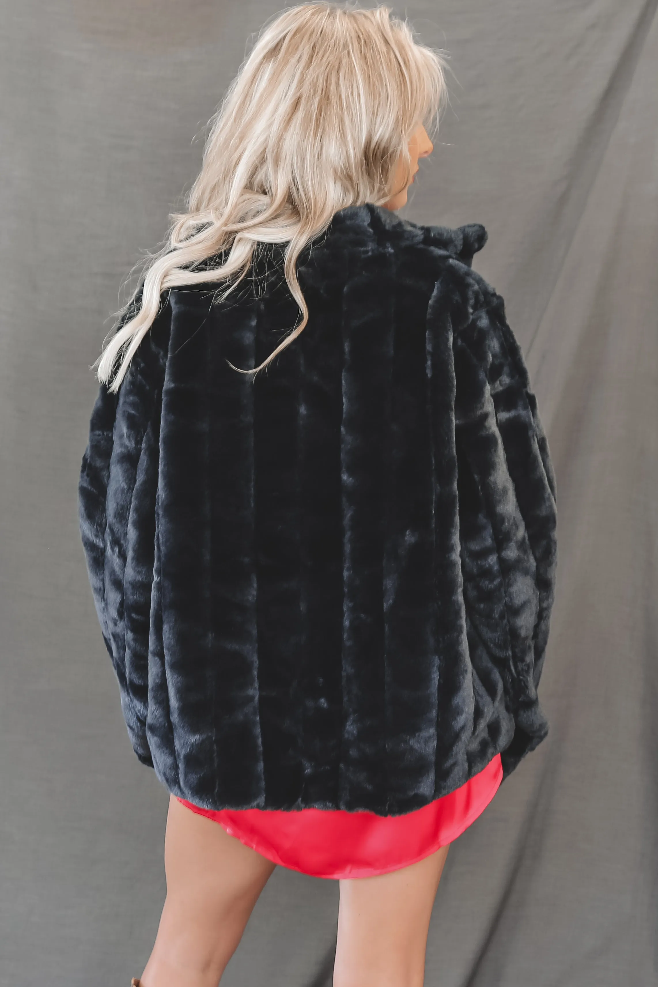 Oh So Sassy Black Faux Fur Statement Coat