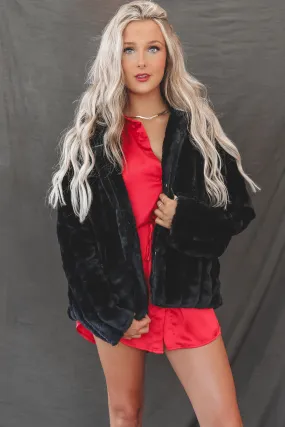 Oh So Sassy Black Faux Fur Statement Coat