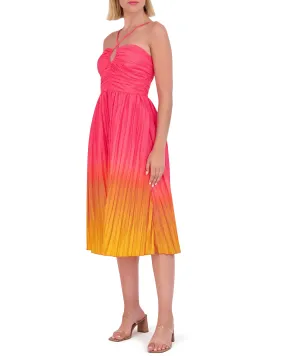 Ombre Taffeta Cutout Midi Dress