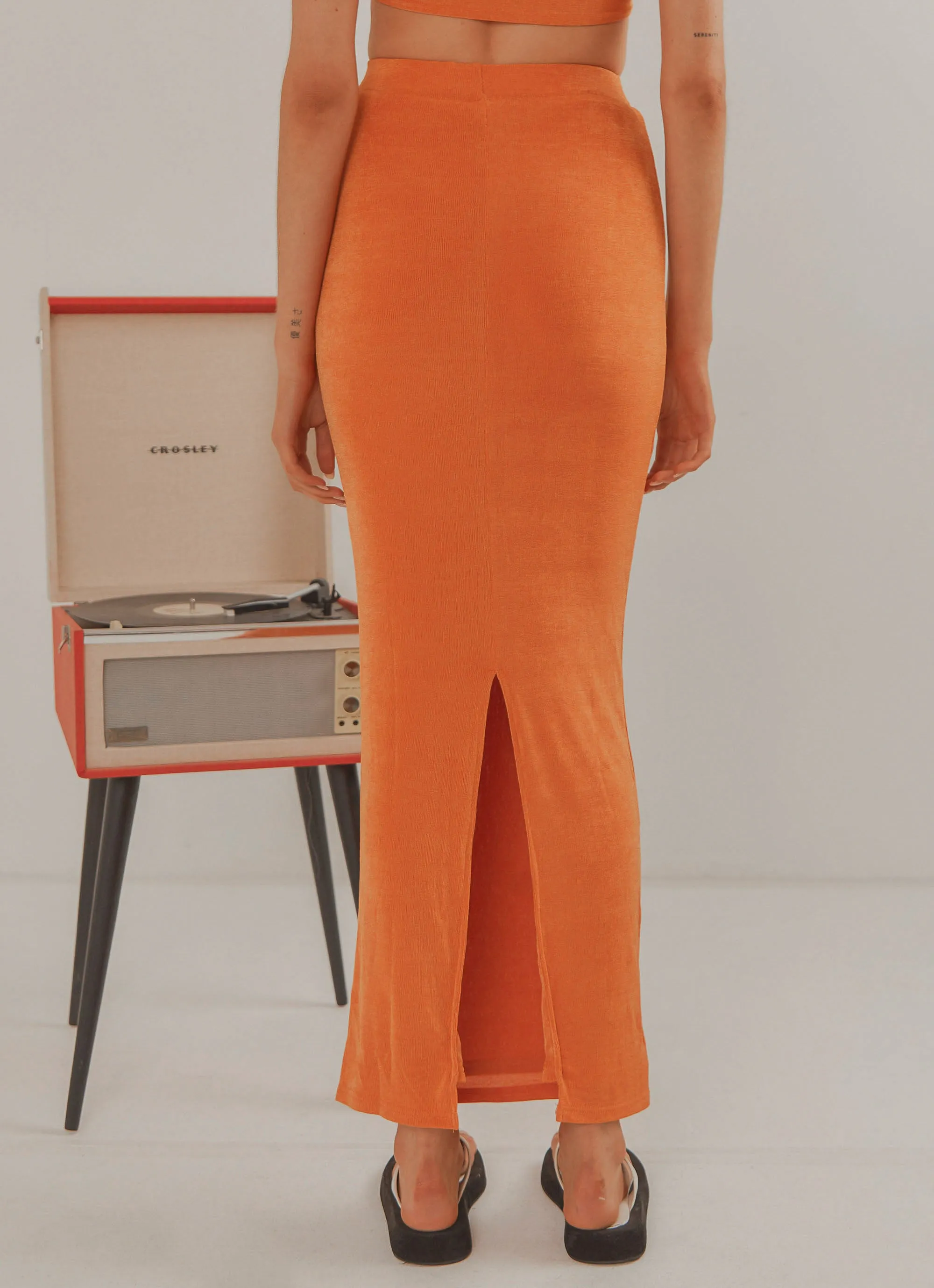 On Arrival Midi Skirt - Orange