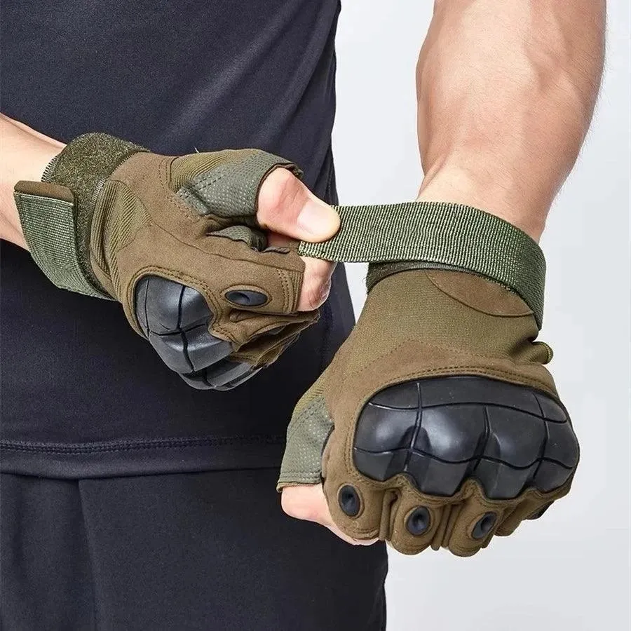 Outdoor Tactical Fingerless Gloves: Hard Knuckle Gloves for Paintball, Airsoft, Hunting, and More