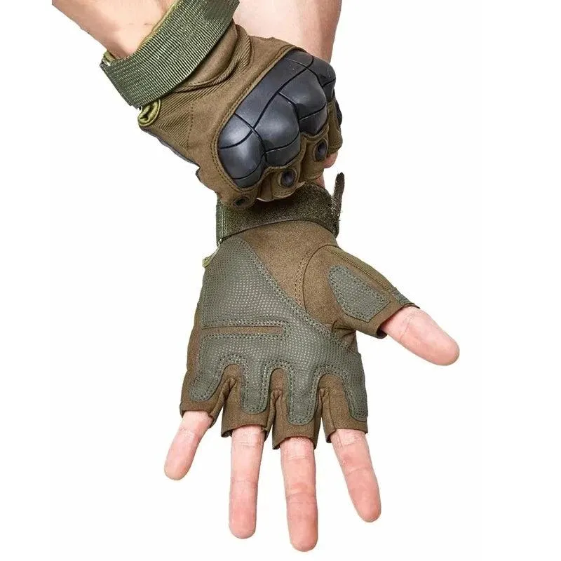 Outdoor Tactical Fingerless Gloves: Hard Knuckle Gloves for Paintball, Airsoft, Hunting, and More