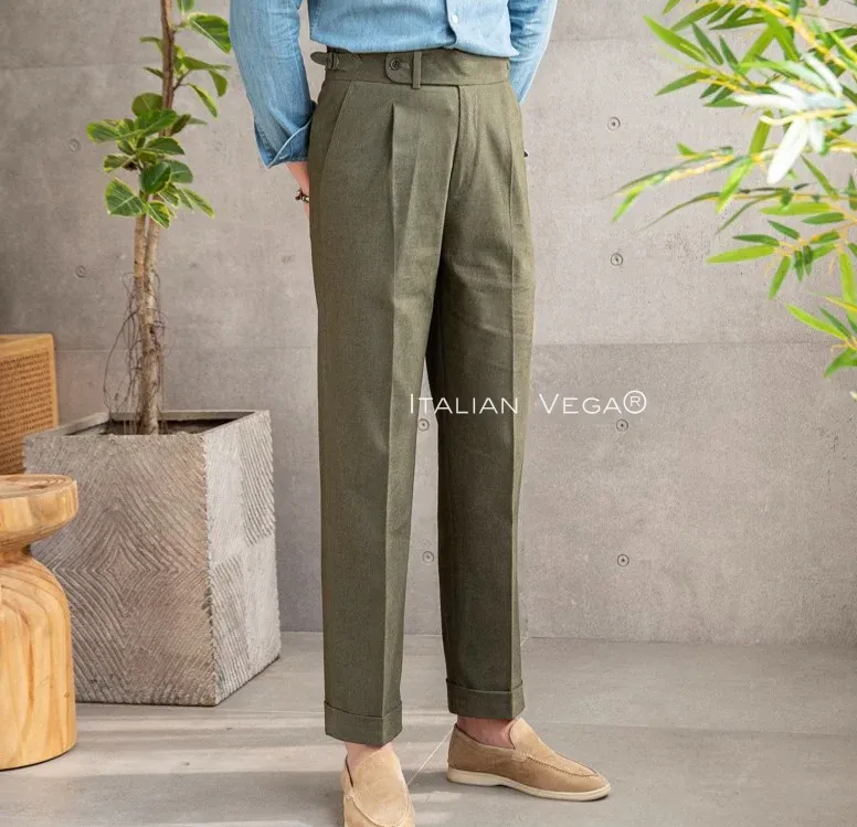 Pebble Italian Elegant Gurkha Trousers by Italian Vega®