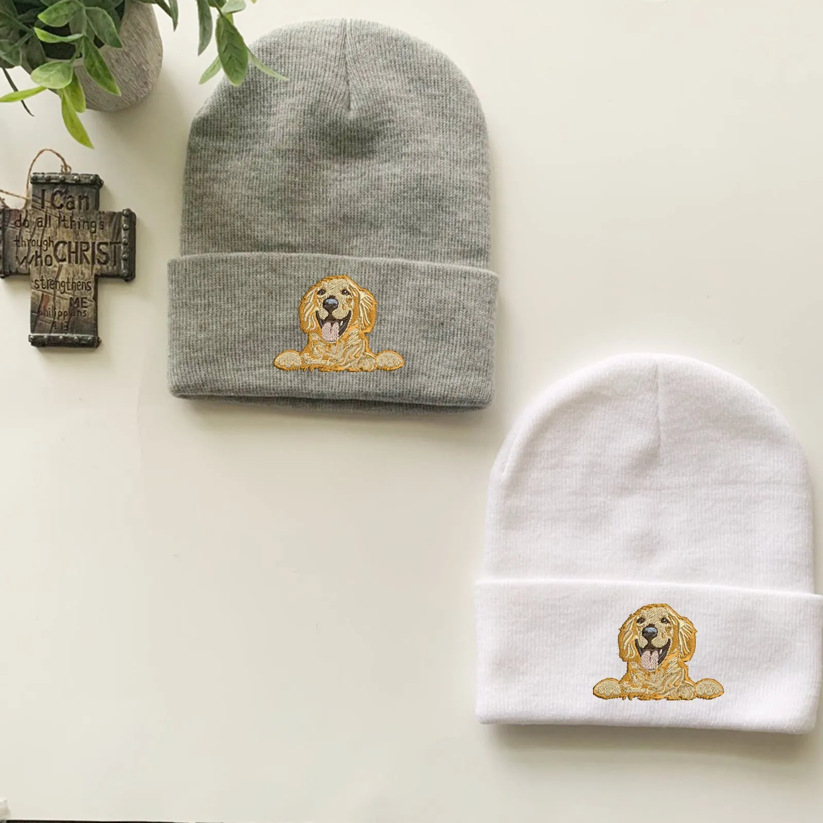 Personalized Golden Retriever Dog Embroidered Beanies, Custom Beanie, Embroidery Cap, Winter Hat , Winter cap, Cuffed Beanie