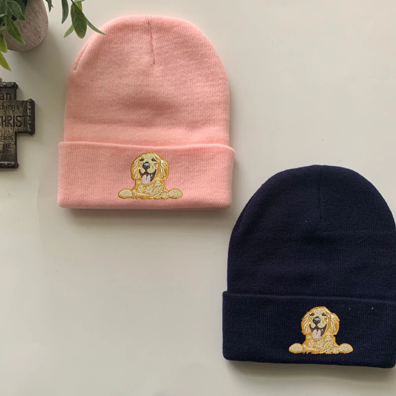 Personalized Golden Retriever Dog Embroidered Beanies, Custom Beanie, Embroidery Cap, Winter Hat , Winter cap, Cuffed Beanie